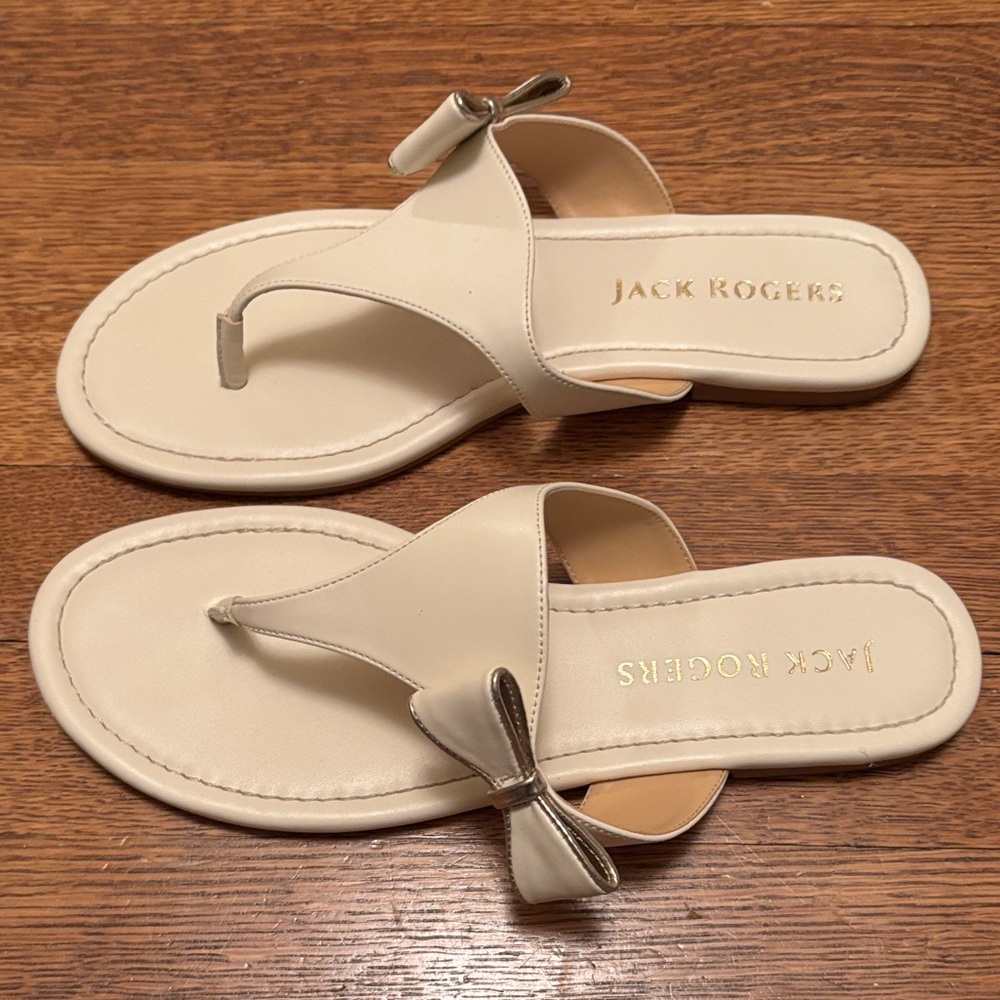 Jack Rogers Women's White Sandals with Bow Accent